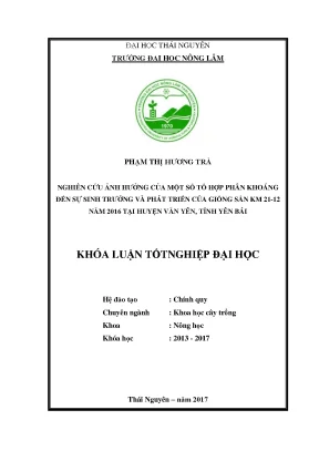 Luận văn nghiên cứu ảnh hưởng của một số tổ hợp phân khoáng đến sự sinh trưởng và phát triển của giống sắn km21 12 năm 2016 tại huyện văn yên tỉnh yên bái