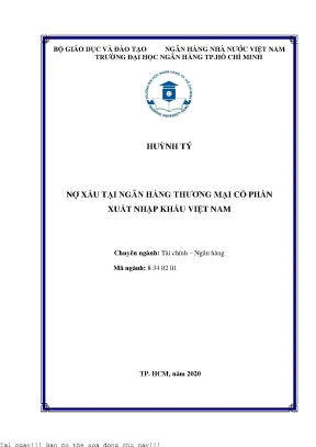 Nợ xấu tại ngân hàng thương mại cổ phần xuất nhập khẩu việt nam luận văn thạc sĩ tài chính ngân hàng