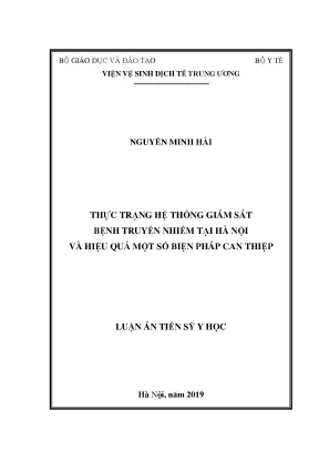 Luận án tiến sĩ thực trạng hệ thống giám sát bệnh truyền nhiễm tại hà nội và hiệu quả một số biện pháp can thiệp