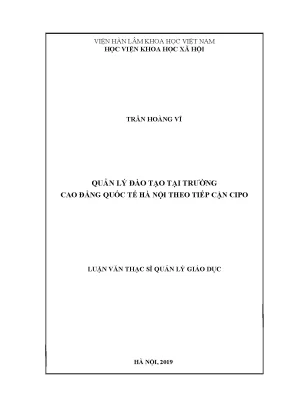 Luận văn thạc sĩ quản lý đào tạo tại trường cao đẳng quốc tế hà nội theo tiếp cận cipo