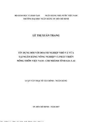 Tín dụng đối với doanh nghiệp nhỏ và và vừa tại ngân hàng nông nghiệp và phát triển nông thôn việt nam chi nhánh tỉnh gia lai luận văn thạc sĩ kinh tế