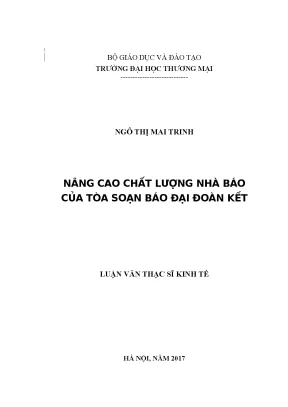 Luận văn nâng cao chất lượng nhà báo tại tòa soạn báo đại đoàn kết