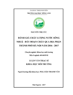 Luận văn thạc sĩ đánh giá chất lượng nước sông nhuệ đáy đoạn chảy qua địa phận thành phố hà nội năm 2016 2017