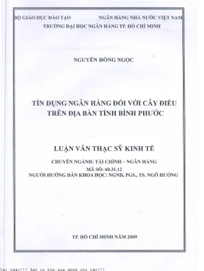 Tín dụng ngân hàng đối với cây điều trên địa bàn tỉnh bình phước luận văn thạc sĩ kinh tế