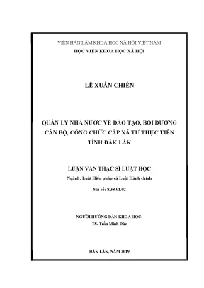 Luận văn thạc sĩ quản lý nhà nước về đào tạo bồi dưỡng cán bộ công chức cấp xã từ thực tiễn tỉnh đắk lắk