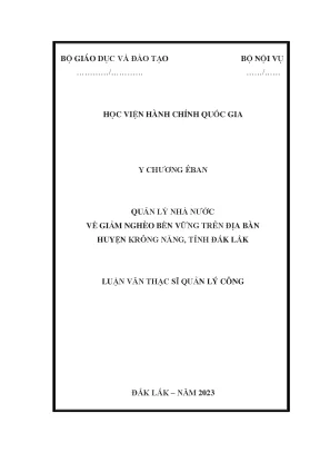 Luận văn thạc sĩ quản lý công quản lý nhà nước về giảm nghèo bền vững trên địa bàn huyện krông năng tỉnh đắk lắk