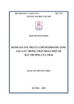 Luận án tiến sĩ đánh giá giá trị của chỉ số khoảng sáng sau gáy trong chẩn đoán một số bất thường thai nhi