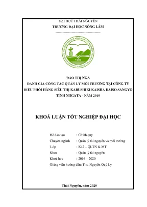 Luận văn đánh giá công tác quản lý môi trường tại công tại điều phối hàng siêu thị kabushiki kaisha daiso sangyo tỉnh niigata