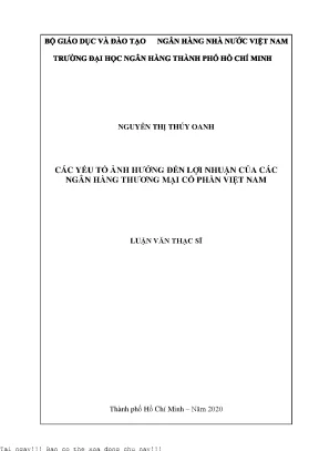 Các yếu tố ảnh hưởng đến lợi nhuận của các ngân hàng thương mại cổ phần việt nam luận văn thạc sĩ tài chính ngân hàng