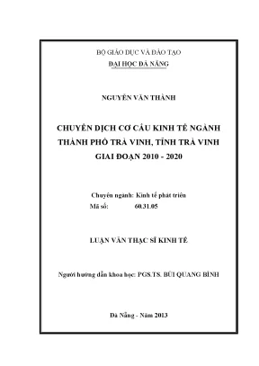 Luận văn thạc sĩ chuyển dịch cơ cấu kinh tế ngành thành phố trà vinh
