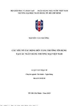 Các yếu tố tác động đến tăng trưởng tín dụng tại các ngân hàng thương mại việt nam luận văn thạc sĩ tài chính ngân hàng