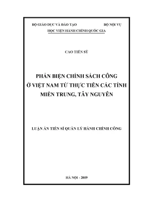 Luận văn thạc sĩ phản biện chính sách công ở việt nam từ thực tiễn các tỉnh miền trung tây nguyên