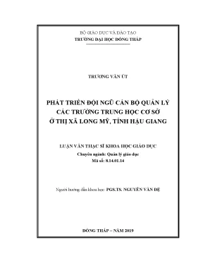 Luận văn phát triển đội ngũ cán bộ quản lý các trường trung học cơ sở ở thị xã long mỹ tỉnh hậu giang