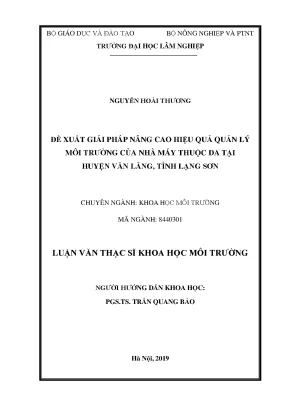 Luận văn thạc sĩ đề xuất giải pháp nâng cao hiệu quả quản lý môi trường của nhà máy thuộc da tại huyện văn lãng tỉnh lạng sơn