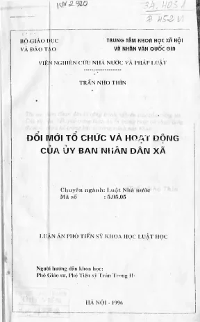 Luận án đổi mới tổ chức và hoạt động của ủy ban nhân dân xã