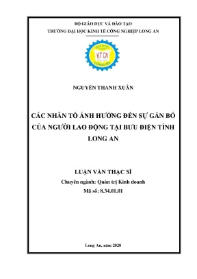 Luận văn các nhân tố ảnh hưởng đến sự gắn bó của người lao động tại bưu điện tỉnh long an