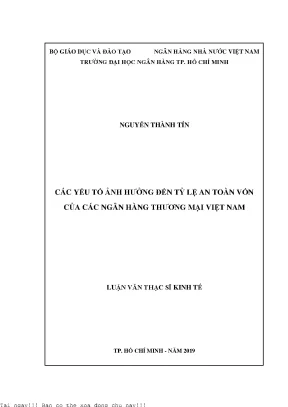 Các yếu tố ảnh hưởng đến tỉ lệ an toàn vốn của các ngân hàng thương mại việt nam luận văn thạc sĩ tài chính ngân hàng