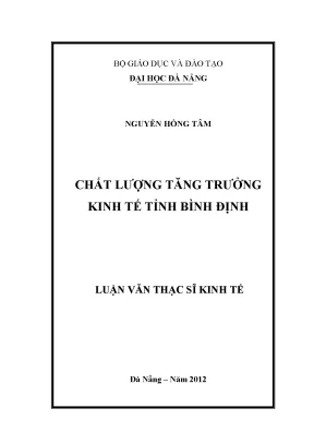 Luận văn thạc sĩ chất lượng tăng trưởng kinh tế tỉnh bình định