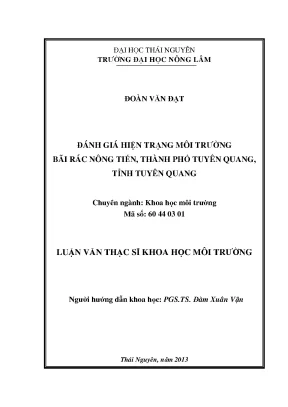 Luận văn đánh giá hiện trạng môi trường bãi rác nông tiến thành phố tuyên quang tỉnh tuyên quang