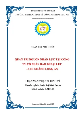 Luận văn quản trị nguồn nhân lực tại công ty cổ phần bao bì đại lục chi nhánh long an