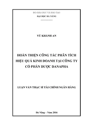 Luận văn thạc sĩ hoàn thiện công tác phân tích hiệu quả kinh doanh tại công ty cổ phần dược danapha