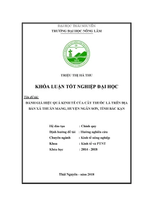 Luận văn đánh giá hiệu quả kinh tế của cây thuốc lá trên địa bàn xã thuần mang huyện ngân sơn tỉnh bắc kạn