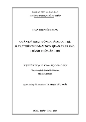 Luận văn quản lý hoạt động giáo dục trẻ ở các trường mầm non quận cái răng thành phố cần thơ
