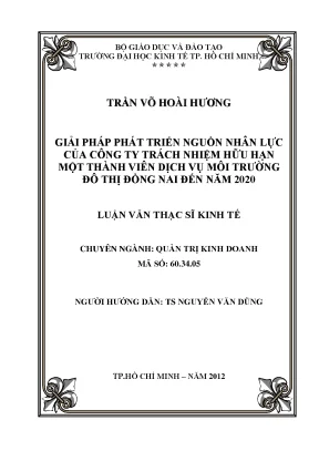 Luận văn thạc sĩ giải pháp phát triển nguồn nhân lực của công ty trách nhiệm hữu hạn một thành viên dịch vụ môi trường đô thị đồng nai đến năm 2020 luận văn thạc sĩ