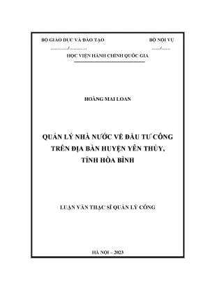 Luận văn thạc sĩ quản lý công quản lý nhà nước về đầu tư công trên địa bàn huyện yên thủy tỉnh hòa bình