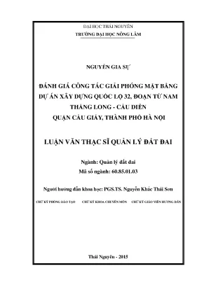 Luận văn đánh giá công tác giải phóng mặt bằng dự án xây dựng quốc lộ 32 đoạn từ cầu diễn đến nghĩa trang mai dịch quận cầu giấy thành phố hà nội