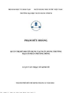 Quản trị rủi ro tín dụng tại ngân hàng thương mại cổ phần phương đông luận văn thạc sĩ kinh tế