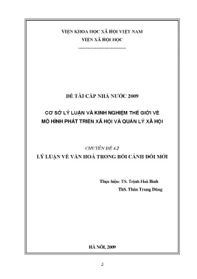 Lý luận văn hoá việt nam trong bối cảnh đổi mới chuyên đề cấp nhà nước