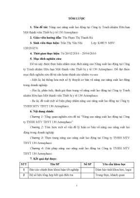 Luận văn nâng cao năng suất lao động tại công ty trách nhiệm hữu hạn một thành viên thiết bị y tế 130 armephaco 2