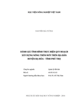 Luận văn thạc sĩ đánh giá tình hình thực hiện quy hoạch xây dựng nông thôn mới trên địa bàn huyện hạ hòa tỉnh phú thọ