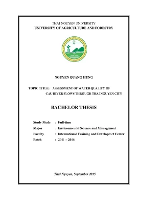 Luận văn assessment of water quality of cau river flows through thai nguyen city