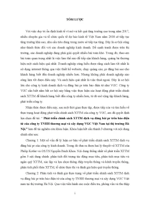 Luận văn phát triển ch nh sách xttm dịch vụ đăng bài pr trên báo điện tử của công ty tnhh thƣơng mại và x y dựng vgc việt nam tại thị trƣờng hà n