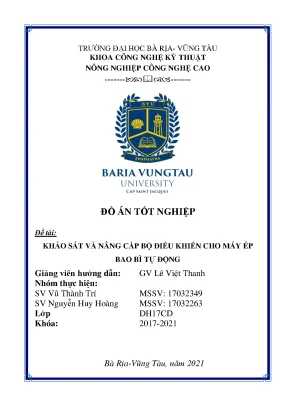 Luận văn thạc sĩ khảo sát và nâng cấp máy ép bao bì tự động