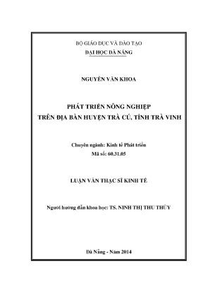 Luận văn thạc sĩ phát triển nông nghiệp trên địa bàn huyện trà cú tỉnh trà vinh