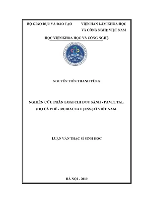 Luận văn thạc sĩ sinh học nghiên cứu phân loại chi dọt sành pavetta l họ cà phê rubiaceae juss ở việt nam