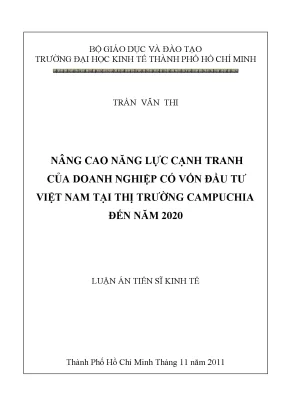 Luận văn nâng cao năng lực cạnh tranh của doanh nghiệp có vốn đầu tư việt nam tại thị trường campuchia đến năm 2020 luận án tiến sĩ