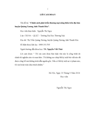 Luận văn chính sách phát triển thương mại nông thôn trên địa bàn huyện quảng xương tỉnh thanh hóa
