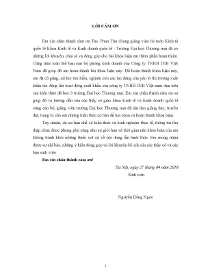 Luận văn những yếu tố thị trường ảnh hưởng đến hoạt động xuất khẩu mặt hàng than củi sang thị trường nhật bản của công ty tnhh jnb việt nam