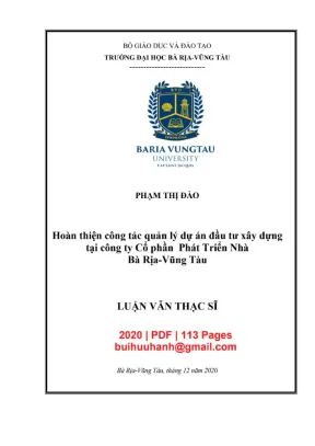 Luận văn thạc sĩ quản trị kinh doanh hoàn thiện công tác quản lý dự án đầu tư xây dựng tại công ty cổ phần phát triển nhà bà rịa vũng tàu