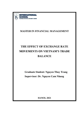 Luận văn thạc sĩ the effect of exchange rate movements on vietnams trade balance