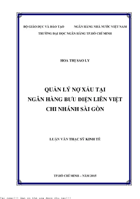 Quản lý nợ xấu tại ngân hàng bưu điện liên việt chi nhánh sài gòn luận văn thạc sĩ tài chính ngân hàng