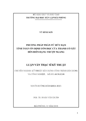 Luận văn phương pháp phần tử hữu hạn tính toán ổn định uốn dọc của thanh có xét đến biến dạng trượt ngang