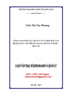 Luận văn thạc sĩ kinh doanh và quản lý nâng cao năng lực quản lý của đội ngũ cán bộ quản lý cấp trung tại cục quản lý dược bộ y tế