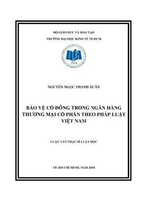Luận văn thạc sĩ bảo vệ cổ đông trong ngân hàng thương mại cổ phần theo pháp luật việt nam