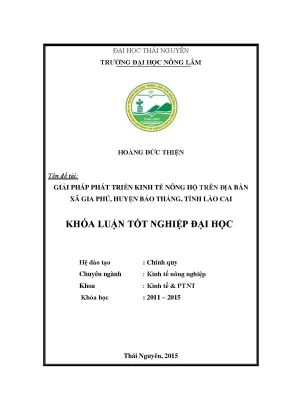 Luận văn giải pháp phát triển kinh tế nông hộ trên địa bàn xã gia phú huyện bảo thắng tỉnh lào cai