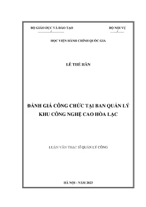Luận văn thạc sĩ quản lý công đánh giá công chức tại ban quản lý khu công nghệ cao hòa lạc